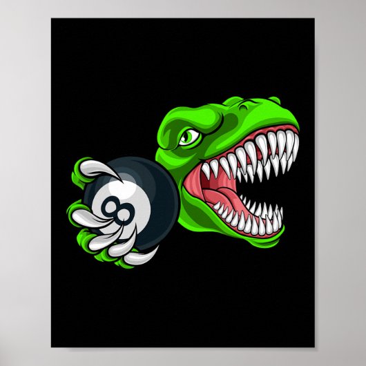 Poster Funny Billiards T-rex Art Billiards Playing Pool P (Devant)