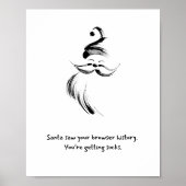 Poster Funny Black and White Hand-Drawn Santa Claus quote (Devant)