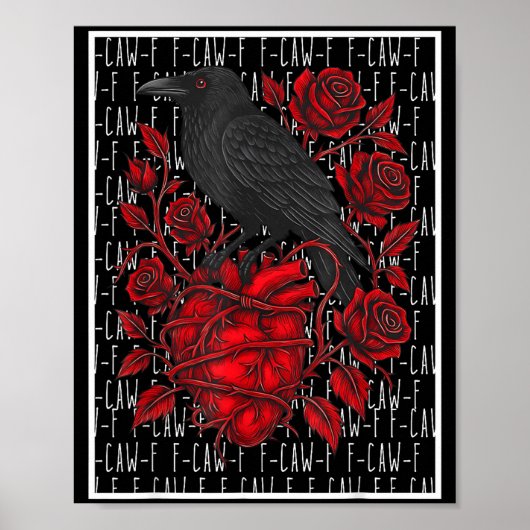 Poster Funny Black Bird F-caw-f Anti Valentines Day Singl (Devant)