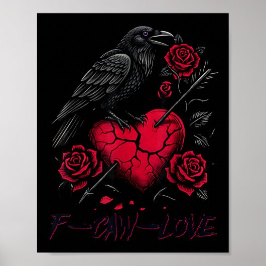 Poster Funny Black Bird F-caw-f Anti Valentines Day Singl (Devant)