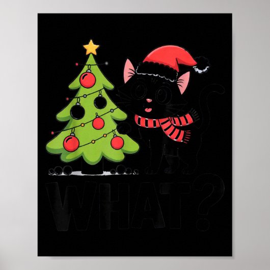Poster Funny Black Ca Pushing Christmas Tree Over Cat Wha (Devant)