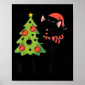 Poster Funny Black Ca Pushing Christmas Tree Over Cat Wha (Devant)