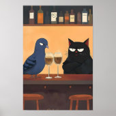 Poster Funny Black Cat and Bird (Devant)