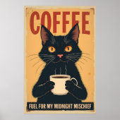 Poster Funny Black Cat Coffee Art - Café Parce Que Meurtr (Devant)