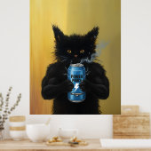 Poster Funny Black Cat Energy Drink Fitness gym Humorous (Cuisine)