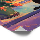 Poster Funny Black cat enjoying the sunset  (Coin)