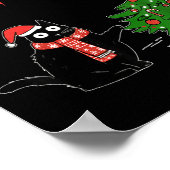 Poster Funny Black Cat Gift Pushing Christmas Tree Over C (Coin)