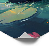 Poster Funny Black cat is swimming (Coin)