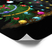 Poster Funny Black Cat Pushing Christmas Tree (Coin)