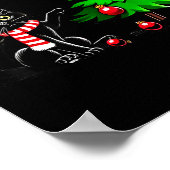Poster Funny Black Cat Pushing Christmas Tree Over Cat Wh (Coin)