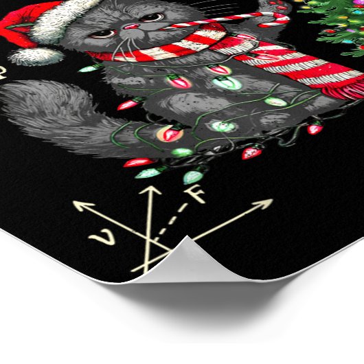 Poster Funny Black Cat Pushing Xmas Tree Over Cats Physic (Coin)