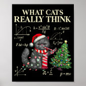 Poster Funny Black Cat Pushing Xmas Tree Over Cats Physic (Devant)