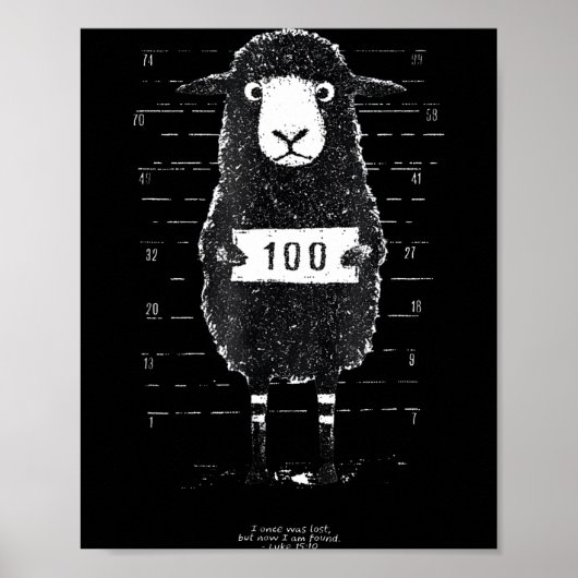 Poster Funny Black Sheep Mugshot Lost But Found Humor Fun (Devant)