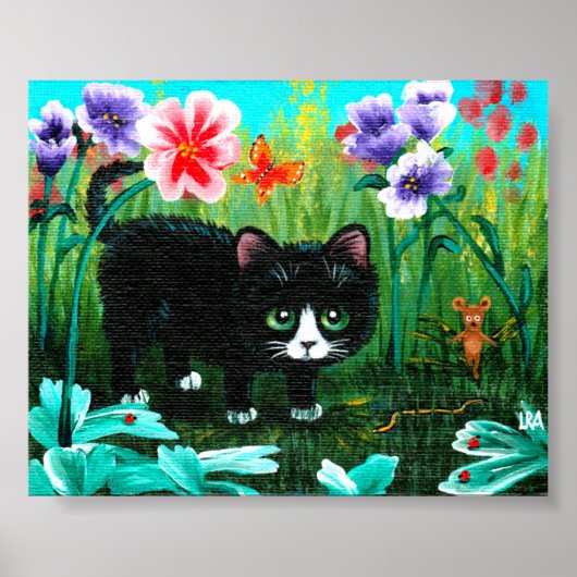 Poster Funny Black Tuxedo Chat Souris Art Créationarts (Devant)