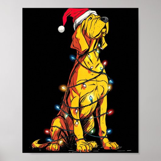 Poster Funny Bloodhound Christmas Graphics Dog Lights Lov (Devant)
