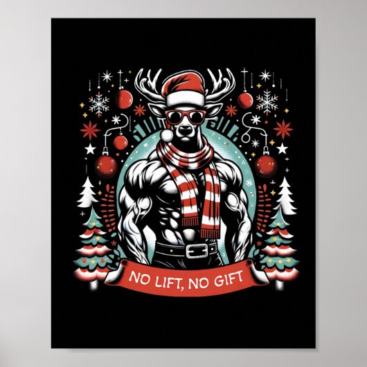 Poster Funny Bodybuilding Pour la fête de Noël (Devant)