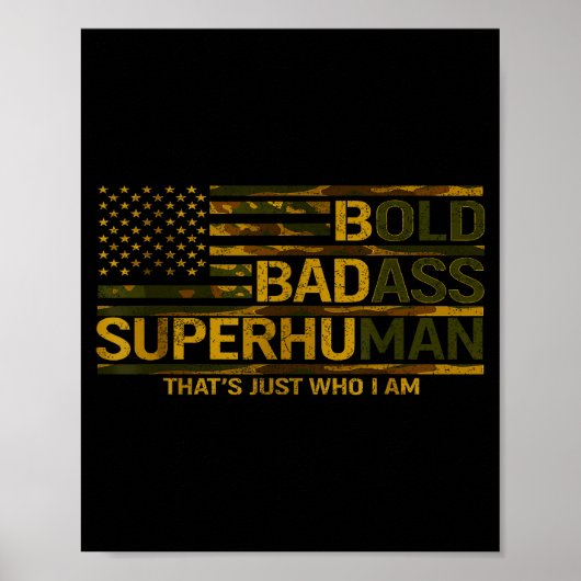 Poster Funny Bold Bad Superhuman Fathers Day Gag Gift Gra (Devant)