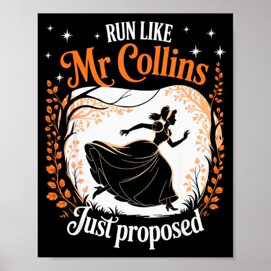 Poster Funny Book Meme Run Like Mr Collins Just Proposed  (Devant)