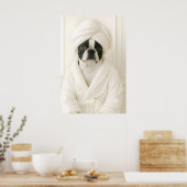 Poster Funny Boston Terrier Bathroom Print, Terrier In (Cuisine)