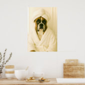 Poster Funny Boxer Bathroom Print, Boxer In Bathrobe (Cuisine)