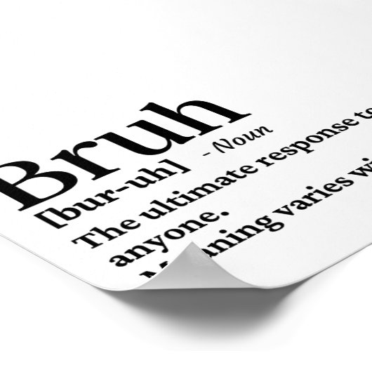 Poster Funny Bruh définition (Coin)