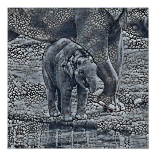 Poster funny bubble elephant baby (Devant)