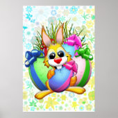 Poster Funny Bunny biting an Easter Egg (Devant)