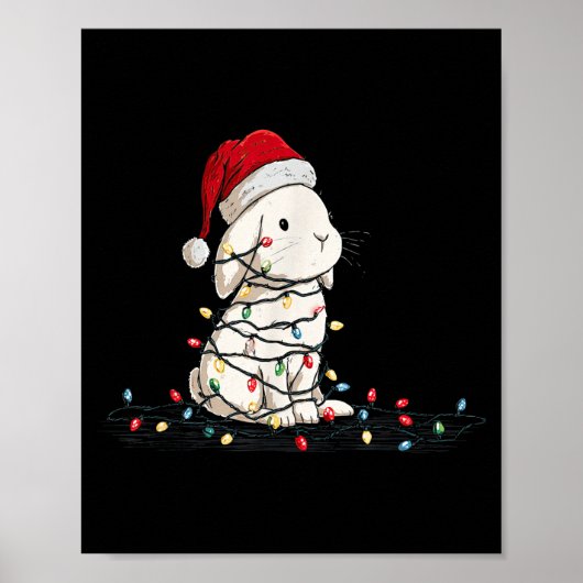 Poster Funny Bunny Christmas Graphics Animal Lights Lover (Devant)