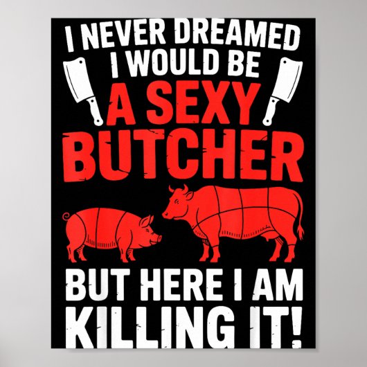 Poster Funny Butcher Design For Men Women Butchery Meat B (Devant)