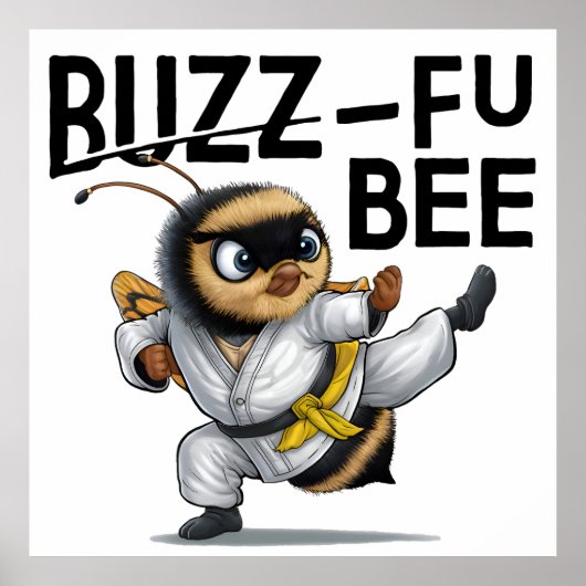 Poster Funny Buzz-Fu Bee Arts martiaux (Devant)