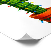 Poster Funny Cactus Santa Hat Xmas Tree Lights Merry Chri (Coin)