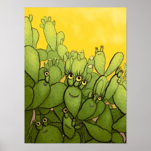 Poster Funny Cactus Vert Jaune Succulent
