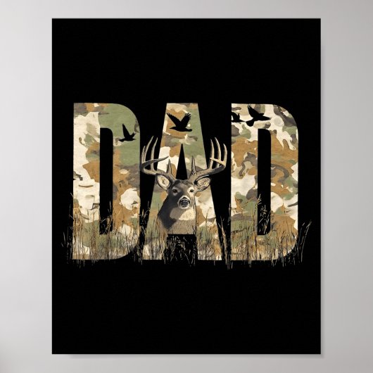 Poster Funny Camo Dad Hunting Camouflage Deer Father's Da (Devant)