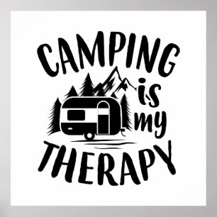 Poster Funny Camping est mon Thérapie mot art