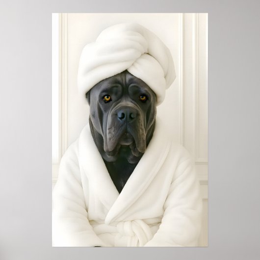 Poster Funny Cane Corso Bathroom Print, Cane Corso In (Devant)