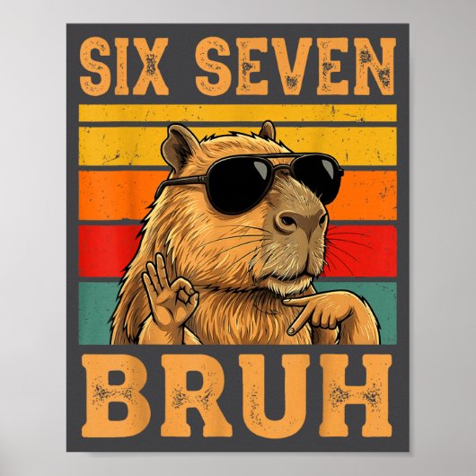 Poster Funny Capybara 67 Meme Six Seven Bruh Boys Teens K (Devant)