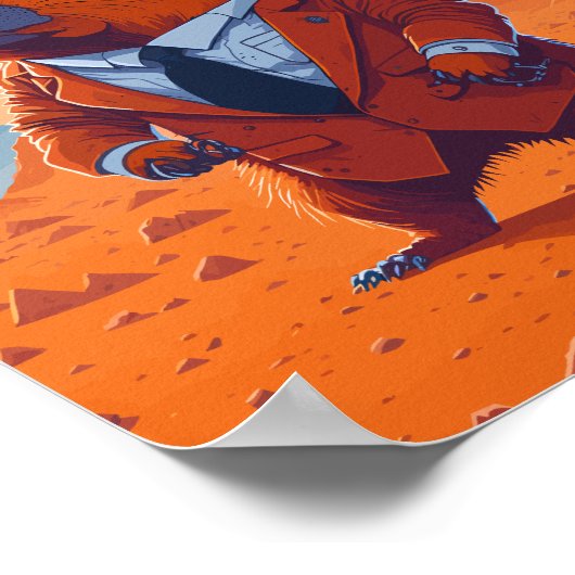 Poster Funny Capybara Avec Costume Sur Mars Moderne (Coin)
