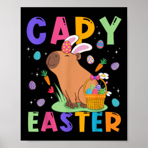Poster Funny Capybara Jour de Pâques Capy Oeufs de Pâques