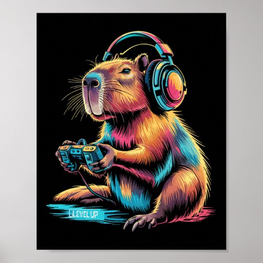 Poster Funny Capyra Video Gamer Capyra (Devant)