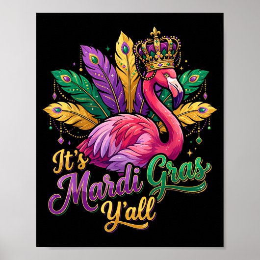 Poster Funny Carnival Party Gift Idea Flamingo Mardi Gras (Devant)