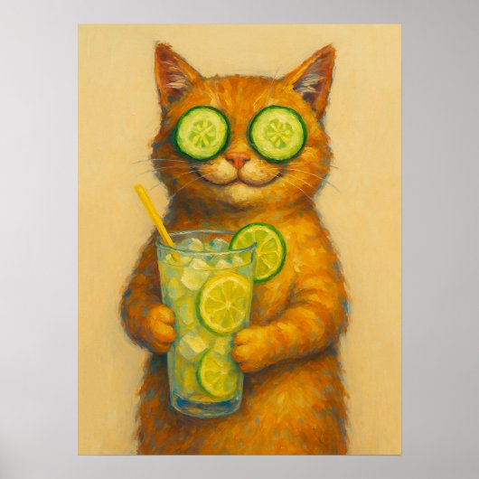 Poster Funny Cat art, Funny Relaxing Cat (Devant)