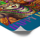 Poster Funny Cat Bigfoot Selfie Mardi Gras Carnival Party (Coin)