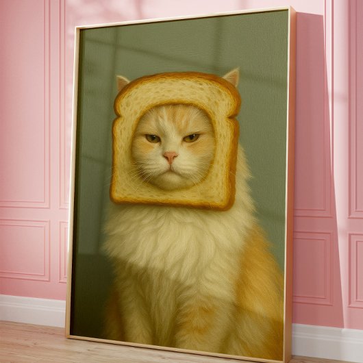 Poster Funny Cat Bread Surreal Aesthetic Wall Art Print