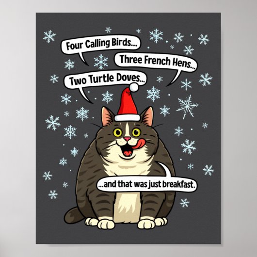 Poster Funny Cat Christmas Carol Meme Merch Santa Hat Kit (Devant)