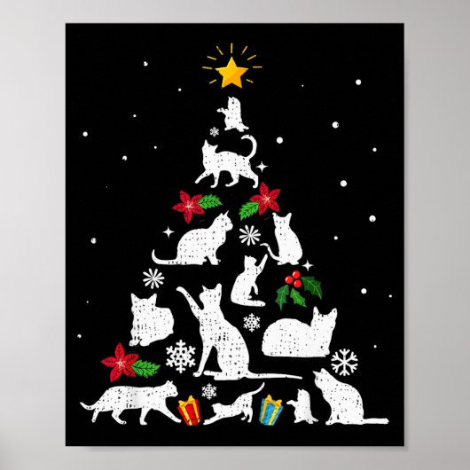 Poster Funny Cat Christmas Tree For Men Women Kids (Devant)