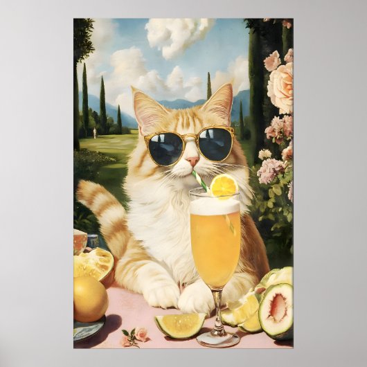 Poster Funny Cat Country Club Art Print Quirky Feline (Devant)