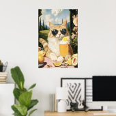Poster Funny Cat Country Club Art Print Quirky Feline (Bureau à domicile)