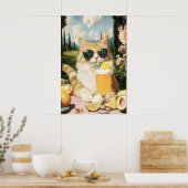Poster Funny Cat Country Club Art Print Quirky Feline (Cuisine)