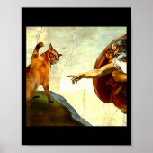 Poster Funny Cat God Creation Of Adam Meme Jesus Christia (Devant)