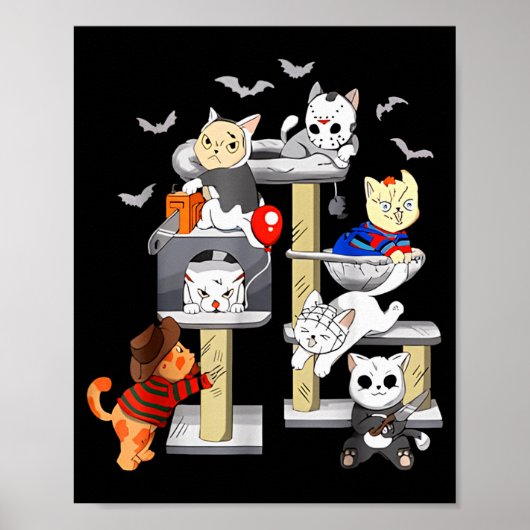 Poster Funny Cat Horror Movies Cute Halloween Cat Lovers  (Devant)
